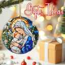 2 x Christmas Ornaments, 2.8 Inch Ceramic Religious Ornament, Christmas Tree Ornaments, Xmas Decorations, Holiday Decorations, Christian Gifts, Religious Gift, Holiday Party Gifts, and Xmas Gift Ideas