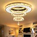 32"W Modern Chandeliers Living Room Light Crystal Flat Mounted Ceiling Lights Dining Room Light Bedroom Ceiling Drop Lighting Fixture Remote Dimmable Lights Bright Light with Dimming Night Light LED