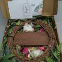 Pinkpuii Spring Wreaths for Front Door Outside 24 Inch Spring Summer Wreath with Vibrant Pink Peony,Tulip & White Rose Flowers and Hello Wooden Sign,Ideal for Farnhouse Porch,Wall,Window Dcor