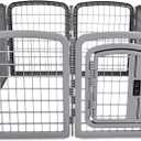 Amazon Basics 8-Panel Octagonal Plastic Dog Playpen, Indoor/Outdoor Pet Fence with Gate, Exercise Pen for Puppies and Small Animals, 28 inches, Grey