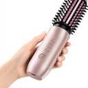 CARESKY Cordless Curling Iron Brush, 1.5 Inch Mini Travel Hair Curler with 200 Million Negative Ions, Portable Heated Round Straightener Brush Rechargeable for Curl, Touch-Up (Pink Champagne)