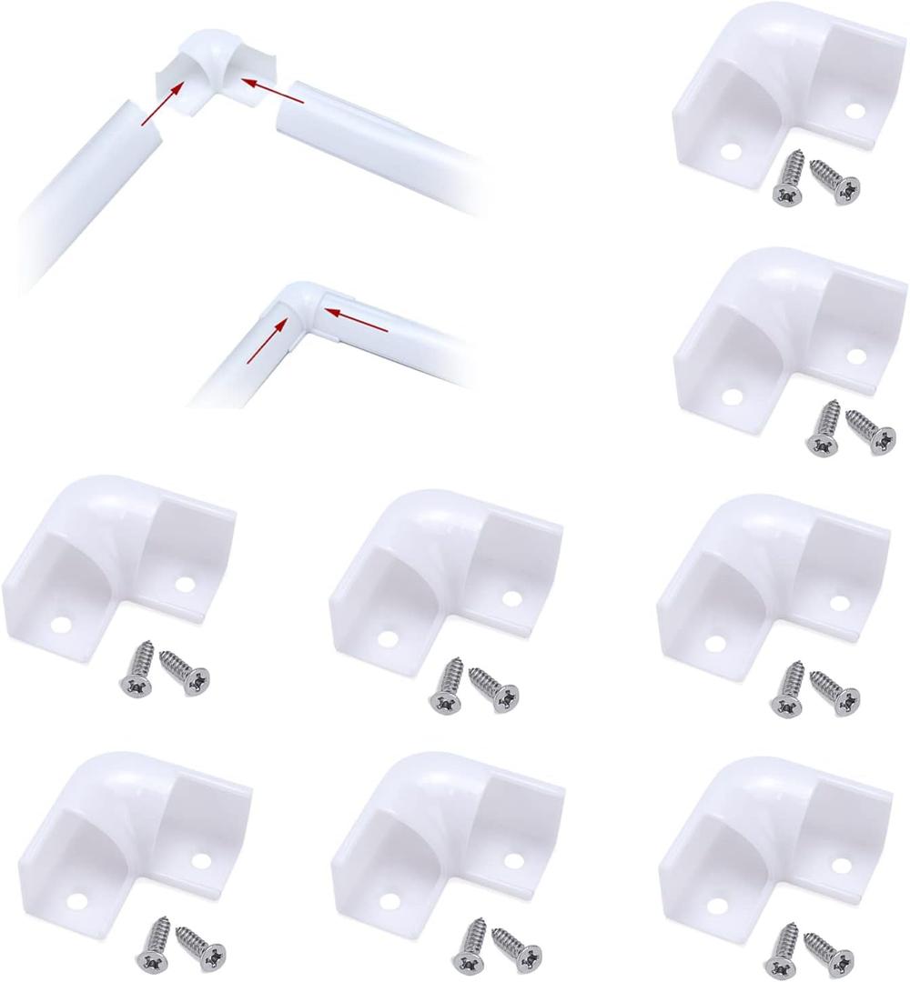 Muzata 8Pack White Corner Connector Kit for LED Channel L Shape 90 Degree Connectors fit Muzata V1SW V Shape Strip Light Aluminum Channel LC08