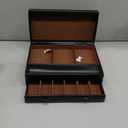 Juvale Mens Jewelry Box Organizer and Holder - Black Watch Box with Leather Valet Tray for Home Improvement - 12.6 x 9 x 4 In