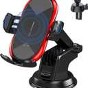 Wireless Car Charger Mount, 15W Qi Fast Charging Auto-Clamping Phone Holder, Vent/Mount Compatible with iPhone 13/12/11/X/8, Samsung S20/S10/Note20/Note10 (Red)