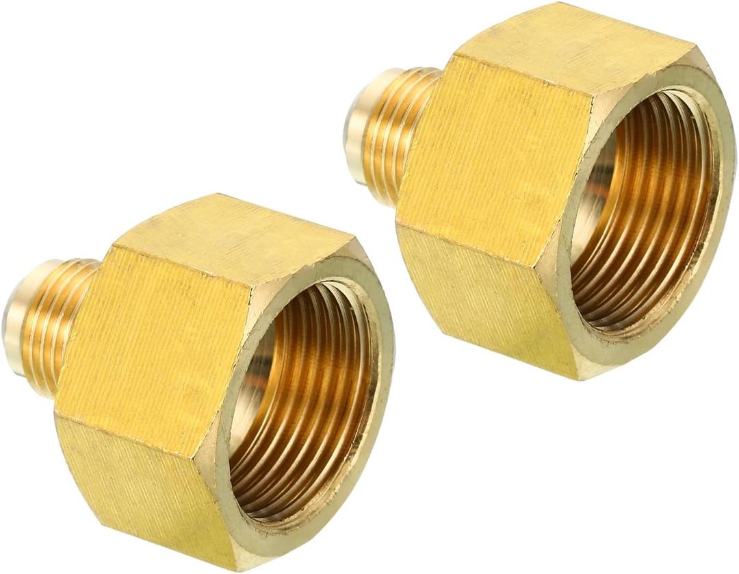 Patikil 3/4 Inch Female to 3/8 Inch Male Flare Brass Adapter, Flare Fitting for Air, Gas Line and Refrigeration, HVAC
