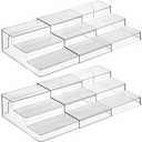 mDesign Plastic Spice/Food Kitchen Expandable Cabinet Shelf Organizer, 3 Tier Storage, Compact Caddy Rack for Cupboards, Refrigerator Holds Spices/Herb Bottles - Lumiere Collection - 2 Pack - Clear