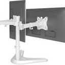 Claiks Dual Monitor Mount, Ergonomic Adjustable Monitor Arm for Max 32 inch Screens, Adjustable Computer Monitor Stand up to 40 lbs, VESA Mounting Holes 75&100mm, White
