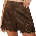 Lace Trim Silk Satin Mini Slip Shorts Women Low Rise Micro Pajama Shorts Patchwork Going Out Lounge Bottoms L