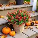 Artificial Flowers for Outdoors, 12 Bundles UV Resistant Realistic Faux Plants for Outside Porch Planter, Spring Summer Home Garden Decoration, Red