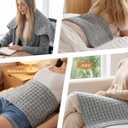 Heating Pad for Neck and Shoulders, 12"x24" Fast Heat Wrap with 5 Heat Settings & 5 Timer, Fast Heating Electric Pad with Plush Fabric, Raised Dot Texture, Light Grey