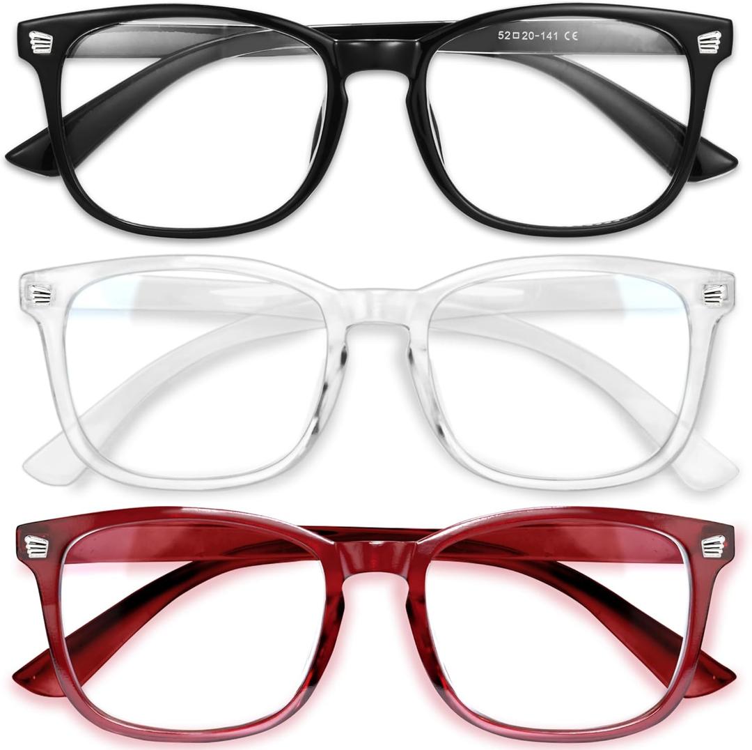 Gaoye Stylish Eyewear Frame Accessories - Blue Light Glasses for Woman - Computer Glasses for Blue Light Blocking (B8-black + Transparent + Wine Red)