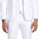 Men's Slim Fit 3 Piece Suit Two Button Business Wedding Dress Tux Suit Set Jacket Vest Pants with Tie (White, XXXL)