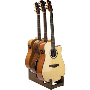 STRICH Wooden Guitar Stand for Multiple Guitars, 3-Holder, Front Display Space-Saving Floor Guitar Rack for Home, Studio, Stage, Walnut Color, L-3AW (For 3 Acoustic)