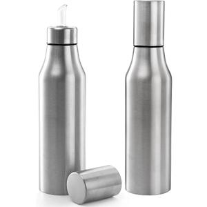 Foraineam 2 Pieces Olive Oil Dispenser Bottle 30 oz (900ml) Stainless Steel Leakproof Kitchen Oil Bottles