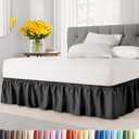 Wrap Around Dust Ruffle Bed Skirt - Black - for King Size Beds with 15 Inch Drop - Easy Fit Elastic Strap - Adjustable Pleated Bedskirt w/ Brushed Fabric - Wrinkle Free - for Women, Men, Kids & Teens