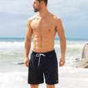 Angel season Men's 7" Quick Dry Swim Trunks with Compression Liner 2025 New Beach Board Shorts Bathing Suit with Pockets (Black, L)