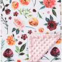 BORITAR Baby Blanket for Girls Super Soft Double Layer Minky with Dotted Backing, Receiving Blanket with Elegant Floral Multicolor Printed Blanket 30 x 40 Inch(75x100cm)
