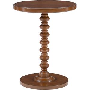 Powell Tarkin Round Hazelnut Turned Spindle Pedestal Side Accent Table, Standard