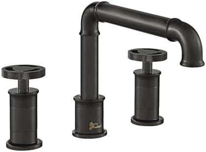 Swiss Madison Well Made Forever Avallon 8 in. Widespread, 2-Handle Wheel, Bathroom Faucet in Matte Black