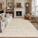 9x12 Area Rug for Living Room Vintage Printed Beige Rugs