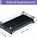 ZCDCP Coffee Pod Holder, Black Nespresso Original Pod Holder, Coffee Capsule Storage Drawer with Crystal Tempered Glass Top, 40 Pods