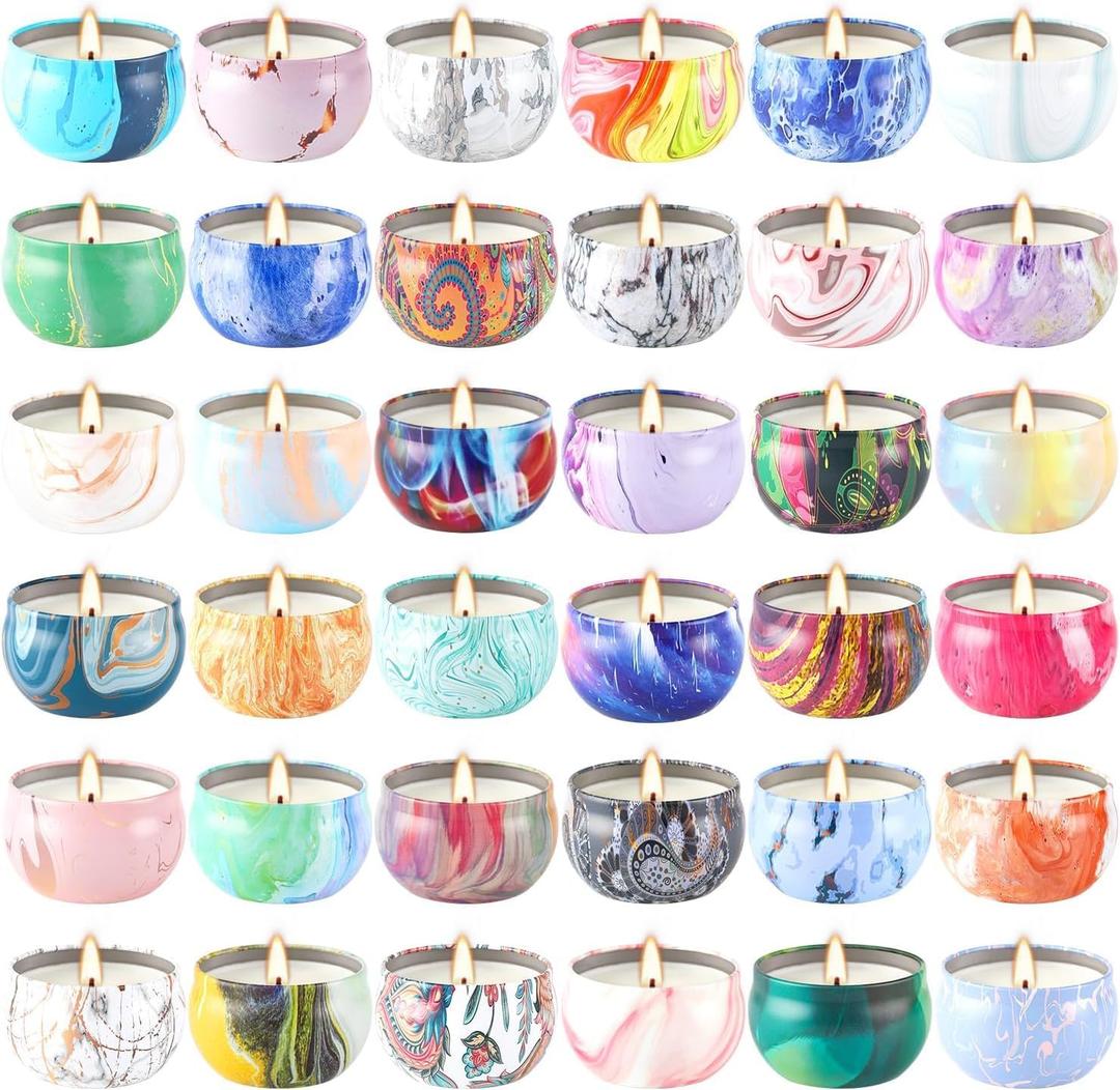 36 Pack Scented Candles, Soy Wax Travel Tin Jar Candles, Aromatherapy Candles for Home 2.5 OZ Scented Candles for Mom for Christmas Candles, Birthday, Thanksgiving, Mother's Day, Valentine's Day