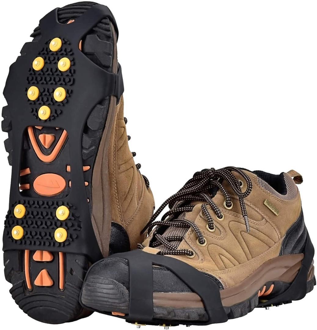 Aliglow Ice Snow Grips Over Shoe/Boot Traction Cleat Spikes Anti Slip Footwear (Small (3-5MEN/ 5-7WOMEN))