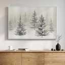 Framed Black and White Forest Landscape Wall Art, Modern Minimalist Pine Tree Canvas Art Prints, Contemporary Nature Pictures Wall Decor for Living Room Bedroom Dining Room Hallway Office 24x36 In