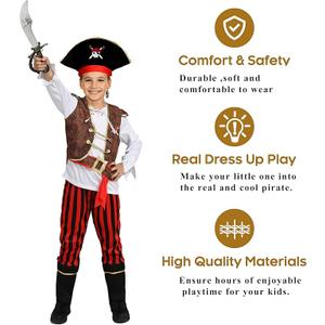 Pirate Costume for Kids Pirate Outfit for Boys Pirate Cosplay Party Dress Up  L