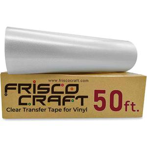 Frisco Craft C-370 Clear Transfer Tape for Vinyl 12" x 50 Feet Clear Lay Flat | Application Tape Perfect for Self Adhesive for Signs Stickers Decals - Compatible with Cricut Vinyl Cutters