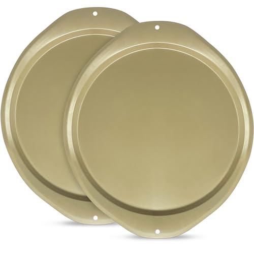 RavisingRidge Pizza Pan - 14 Inch Nonstick Pizza Pan for Oven with Widen Handles for Cooking, Baking, and Grilling - Durable, Even Heating, Long-Lasting Kitchen Cookware (2, Golden)