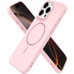 Oakxco for iPhone 16 Pro Case Silicone Mag Safe, Magnetic Slim Thin Phone Case Compatible with Magsafe Wireless Charging, Cute Girly Aesthetic Soft Rubber Gel Safecase for Women Girls, Light Pink