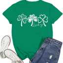 St Patricks Day Shirt for Women Lucky Shamrock Paddy's Day Tshirt Irish Clover Tee Top (Large, Green5)