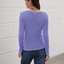 IWD Womens Striped Long Sleeve Shirts Slim Fit Square Neck Tops 2026 Spring Lightweight Knit Pullover Sweater (M)