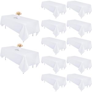 12 Pack White Table Cloth 60 x 126 Inch Rectangular Tablecloths for 8 Foot Rectangle Tables, Wrinkle Resistant White Tablecloth Washable Polyester Fabric Table Covers for Buffet Wedding Party Banquet