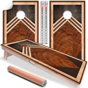 Cornhole Board Wraps and Decals for Boards Set of 2 Skins Professional Vinyl Covers Sticker Geometric Wooden Plank Cornhole Wraps Stickers Cornhole Skins Outdoor Game Accessories
