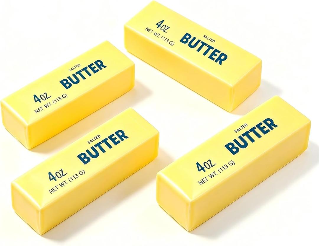 4 Pack Butter Squishy Toy, Super Soft Slow Rising Squeeze Toys, Stress Relief Sensory Fidget Butter Shape for Kids & Adults, Anxiety Releasing Squishies for Party Favors, Classroom Prizes Game