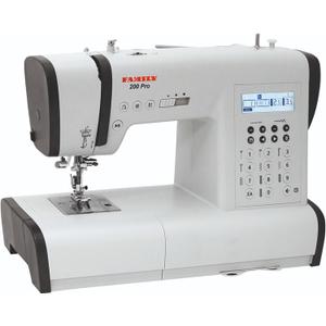 FAMILY 200 PRO|Computerized Easy-To-Use Sewing Machine with Top Loading Bobbin (Horizontal Rotary Hook), 203 Stitch Applications, 100 Built-in Stitches, Accessory Kit, Foot Pedal, Alphabet, Table