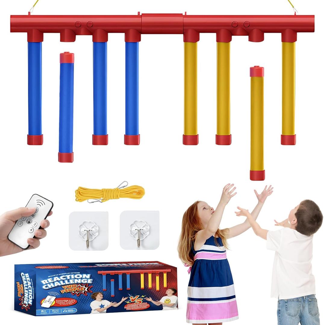 Reflex Sticks Games Adjustable 3 Speed Hand-Eye Coordination & Reaction Training Toy, Drop Stick Challenge Family Game Adult Gift for Kids at Christmas Birthday (8 pcs Stick)