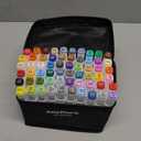 AnyMark Alcohol Markers, 60 Colors Dual Tip Art Coloring Markers Set for Kids Adult Book Drawing Sketching Painting, Chisel & Fine, White Penholder