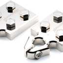 4 Spot Battery Terminal Distribution Block 8AWG up to 4/0(XL) Lug Style SAE Top Post Heavy Duty Electrical Grade Aluminum Pair (4 Spot Top Post)