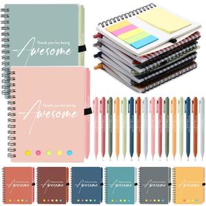 Resurhang 48 Pcs/24 Set Teacher Appreciation Gift Bulk for Volunteer A6 to Do List Notebooks with Retractable Ballpoint Pen for Teacher Nurse Employee Coworker Graduation(Light Color)