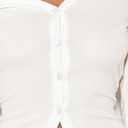 Women's Off The Shoulder Cropped Cardigan Sweaters Long Sleeve Button Down Ribbed Slim Fit Going Out Shirts Fall (White)