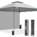 EAGLE PEAK 13x13 Pop up Canopy Tent w/One Wall, Instant Canopy Easy Set up Folding Shelter w/One Privacy Curtain, 169 Square Feet Sun Shade, Light Gray