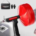 50FT Drain Snake for Clog Removal, Drill Powered & Manual Auger, 1/4 Inch Plumbing Snake for Kitchen Sink, Shower & Bathtub Drain, Hair Clog Remover Tool with Gloves & Storage Bag