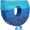 BLUE PANDA 6 Pinata Pull-String - Ombre Blue 16.5 x 11.3 x 3 In - Number 6 Pinata for Birthday Decorations & Party Decoration