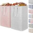 Lifewit 2 Pack Laundry Basket 80L Each, Collapsible Clothes Hamper with Reinforced Handles, Freestanding Waterproof Design for Bedroom and Laundry Room, Grey&Pink 160L Total
