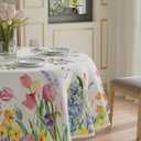 XCHI Wildflowers Tulips Flowers Spring Tablecloth Round Summer Table Cloth Washable Table Covers for Indoor Dining Home Party Decorations 60x60 Inch