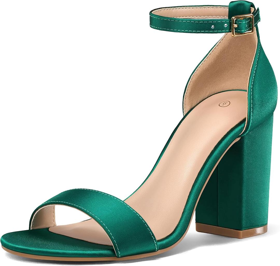 COASIS Women's Chunky Block Heels Open Toe Ankle Strap 3.5 Inch Heeled Sandals (9)