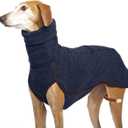 Esobo Fleece Dog Apparel Winter Warm Dog Coat Doggie Turtleneck Cozy Jacket Soft Shirt Vest Stylish Pet Outfits for X-Large Dogs (Navy Blue)